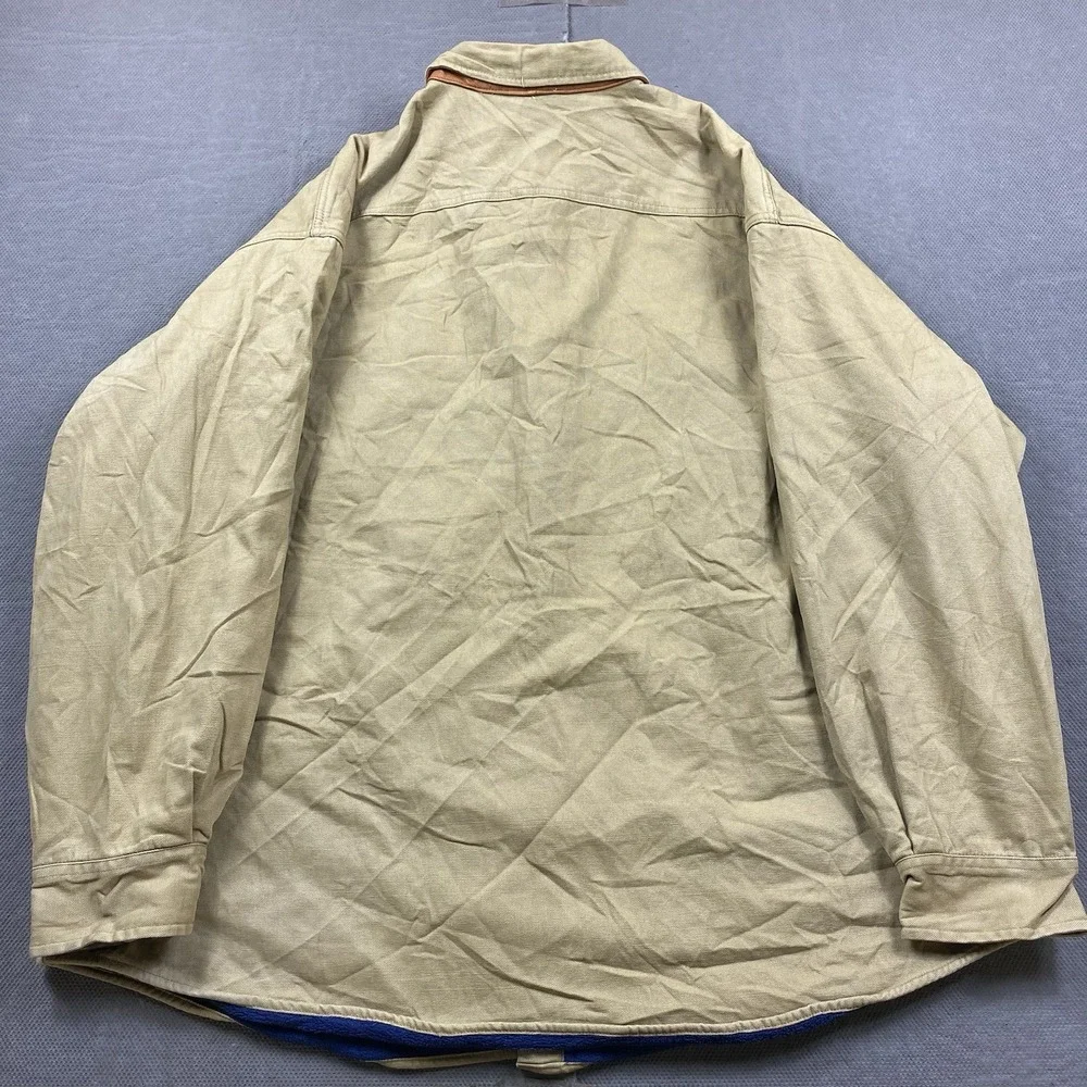 Orvis Mens Jacket XXL Beige Fleece Lined Shacket Outdoor Gorp Cabincore Canvas